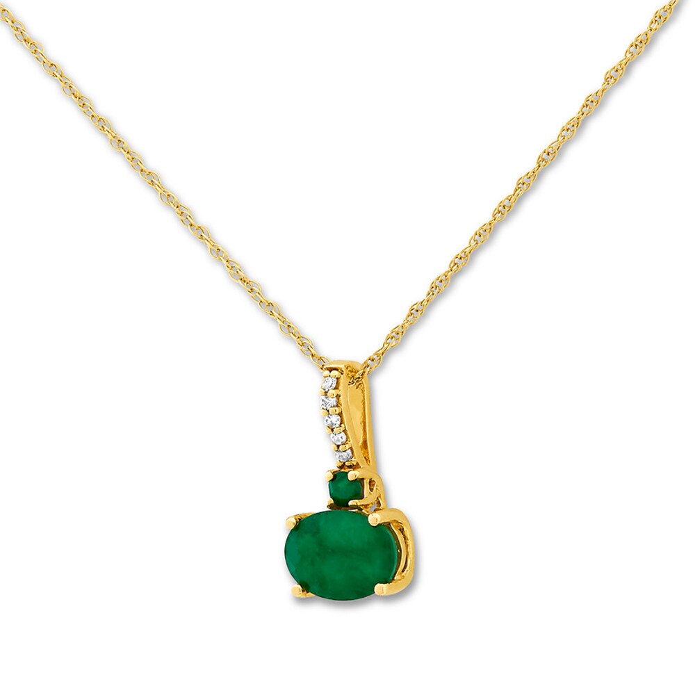 Natural Emerald Necklace Diamond Accents 10K Yellow Gold uJXch9Ra