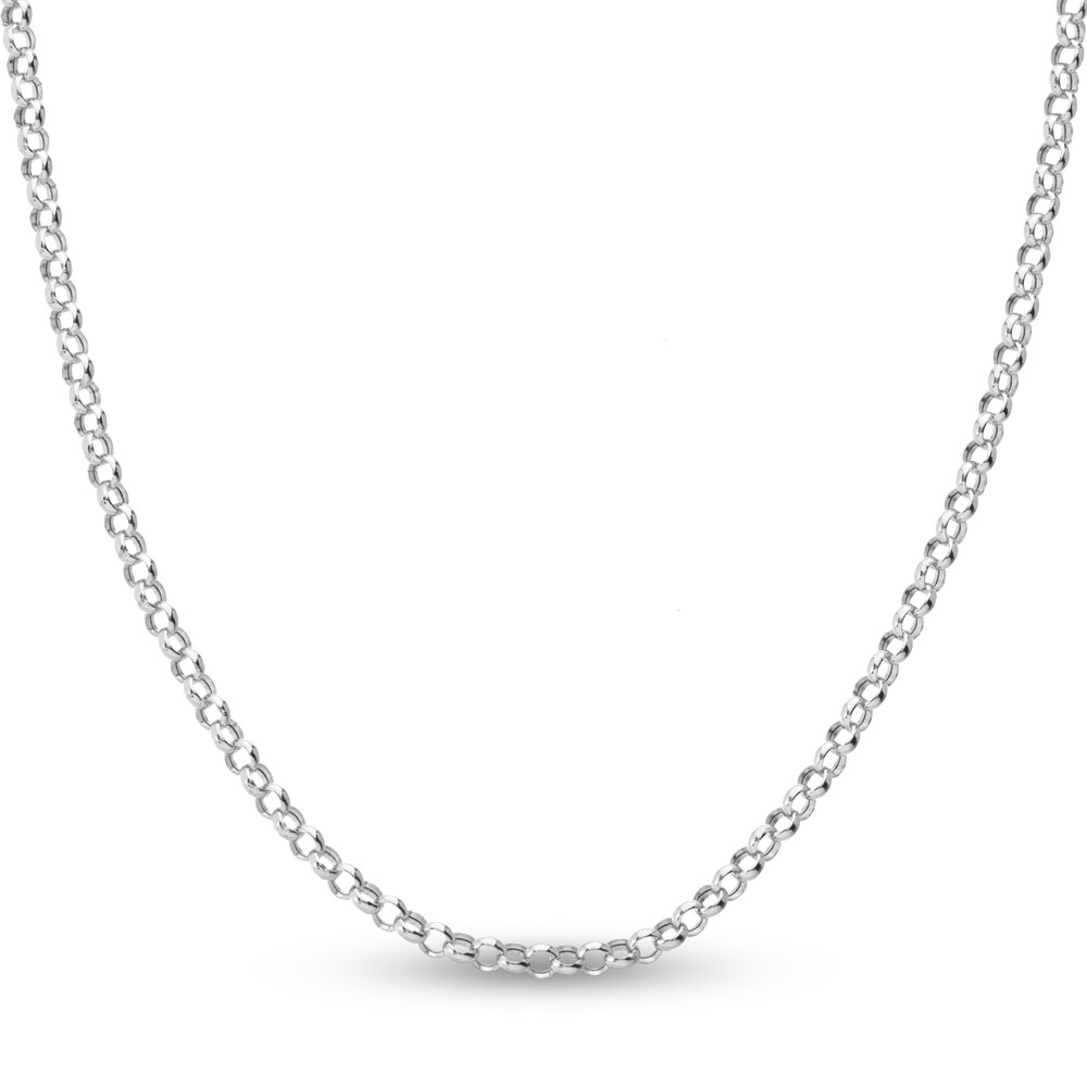 Hollow Rolo Chain Necklace 14K White Gold 18\" uOHlFCHv