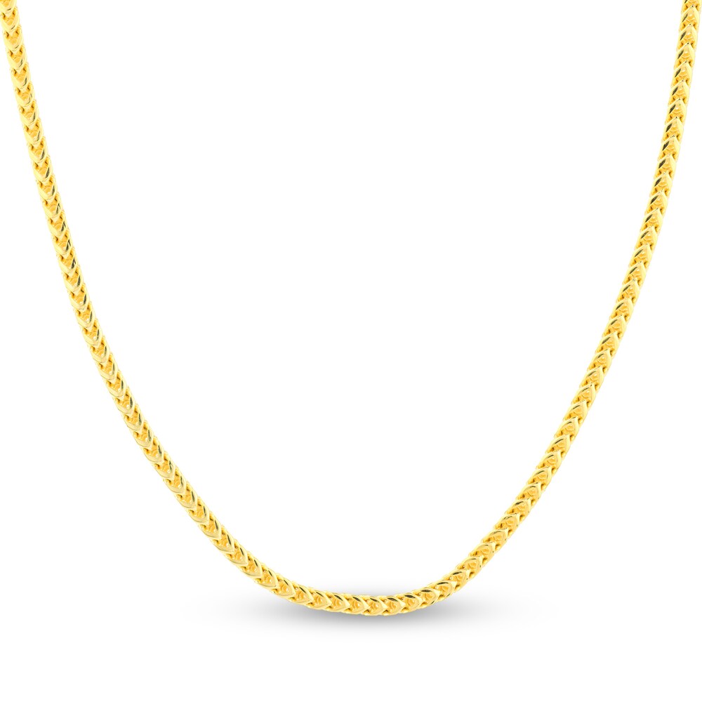 Round Franco Chain Necklace 14K Yellow Gold 24\" uY0TYGX1