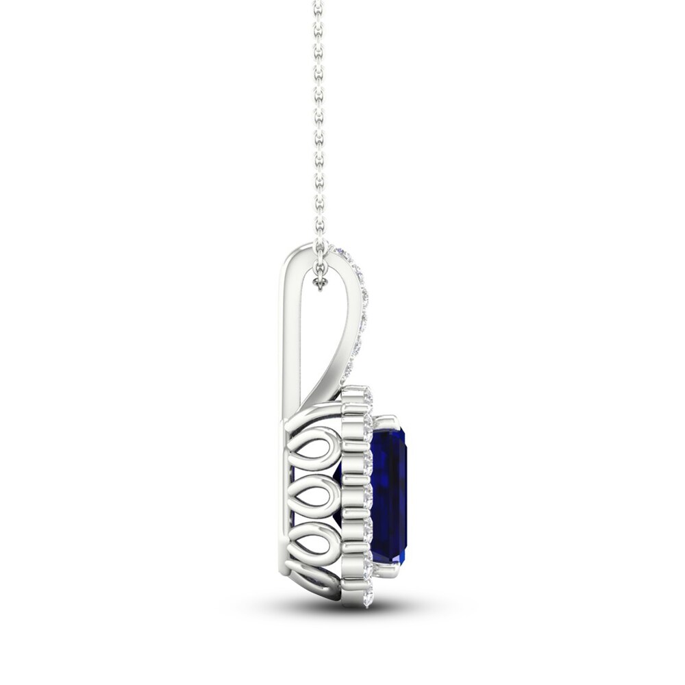 Lab-Created Blue Sapphire & Lab-Created White Sapphire Necklace 10K White Gold 18\" uiu2GfT8