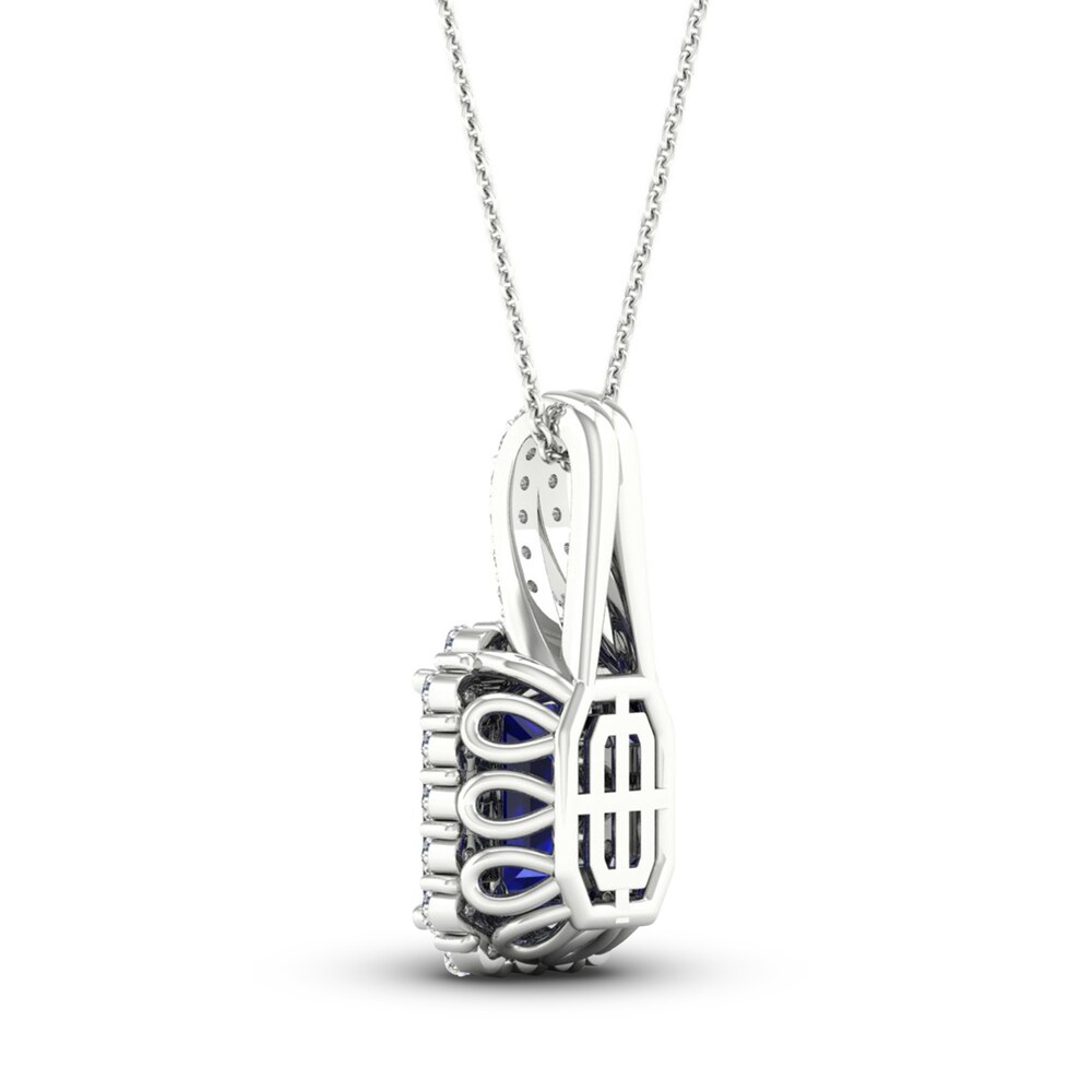 Lab-Created Blue Sapphire & Lab-Created White Sapphire Necklace 10K White Gold 18\" uiu2GfT8