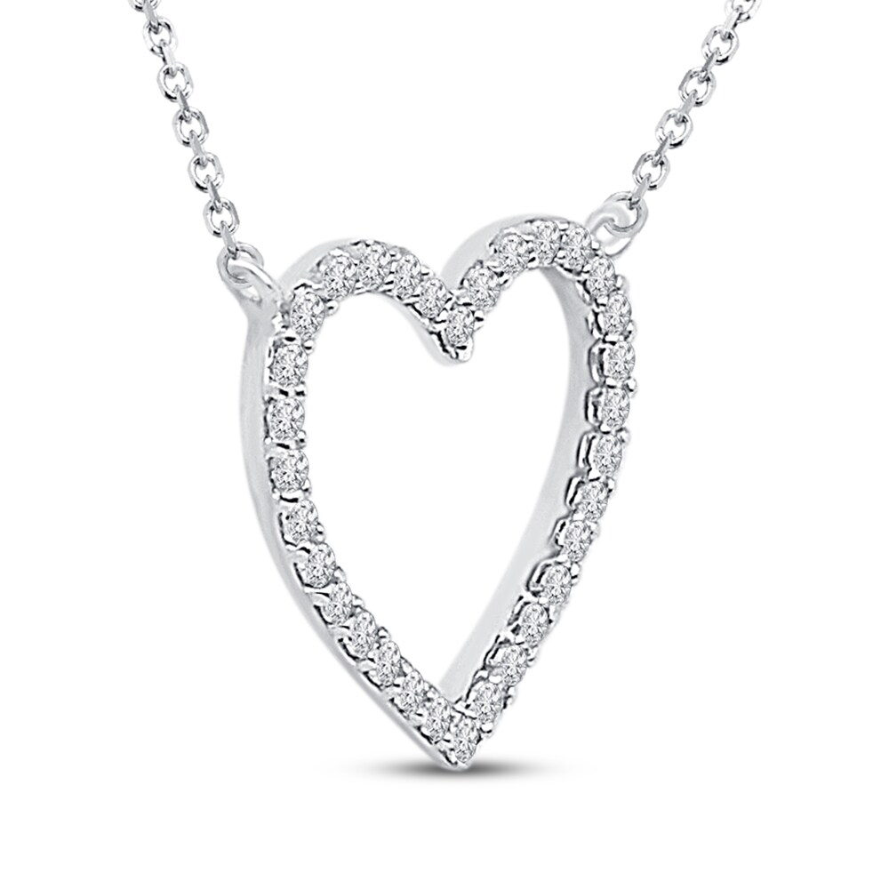 Diamond Heart Necklace 1/10 ct tw Round-cut 10K White Gold uqpF5Uzb