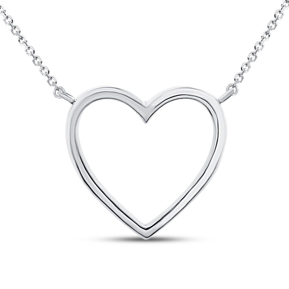 Diamond Heart Necklace 1/10 ct tw Round-cut 10K White Gold uqpF5Uzb