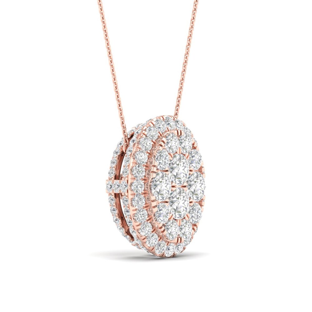 Colorless Diamond Pendant Necklace 1-1/2 ct tw Round 14K Rose Gold uuStxFJk