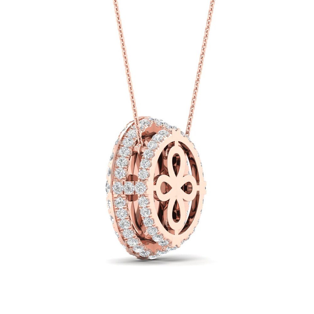 Colorless Diamond Pendant Necklace 1-1/2 ct tw Round 14K Rose Gold uuStxFJk