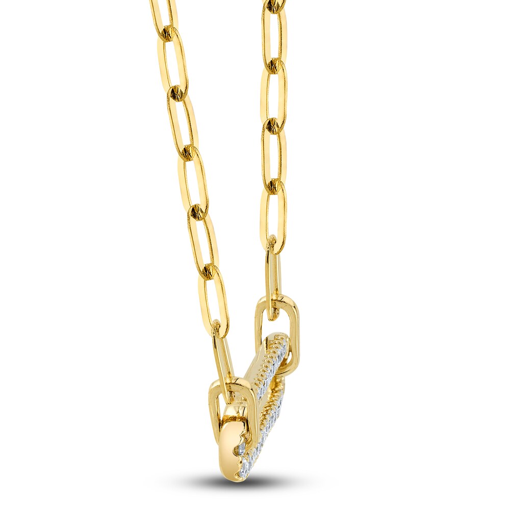 Shy Creation Diamond Paperclip Necklace 1/4 ct tw Round 14K Yellow Gold 18\" SC55023560 v5TwU5CD