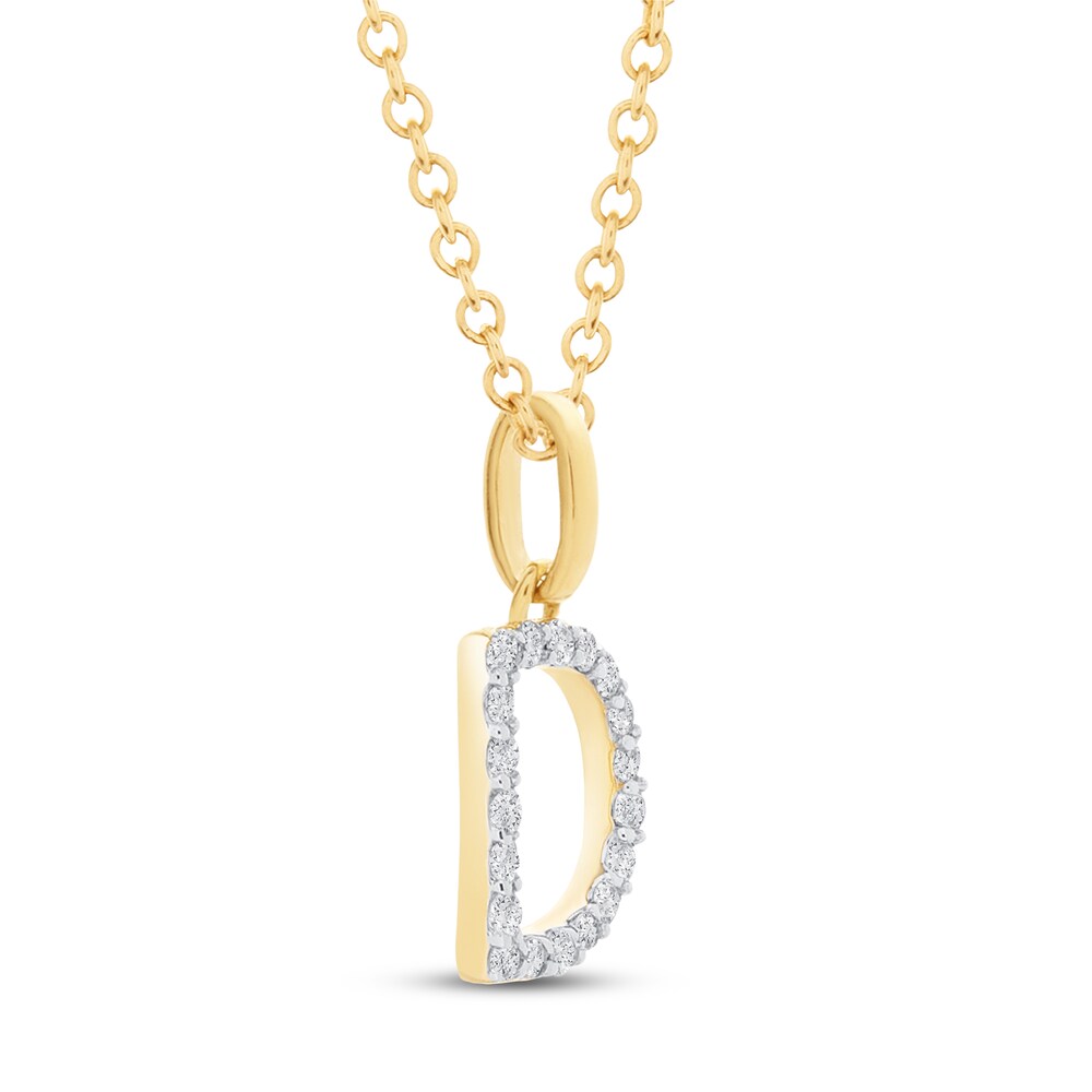 Diamond Letter D Necklace 1/10 ct tw Round 10K Yellow Gold vAVlBYnm