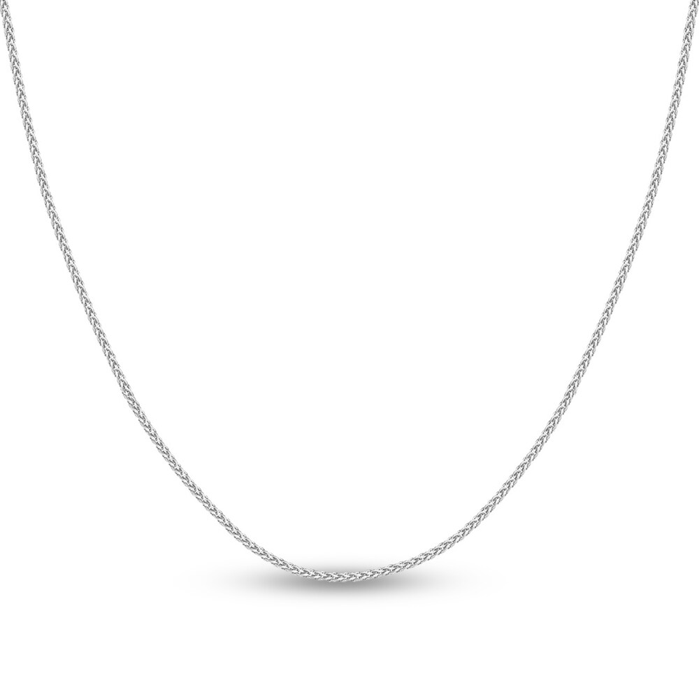 Round Wheat Chain Necklace 14K White Gold 18" veZJ09iX