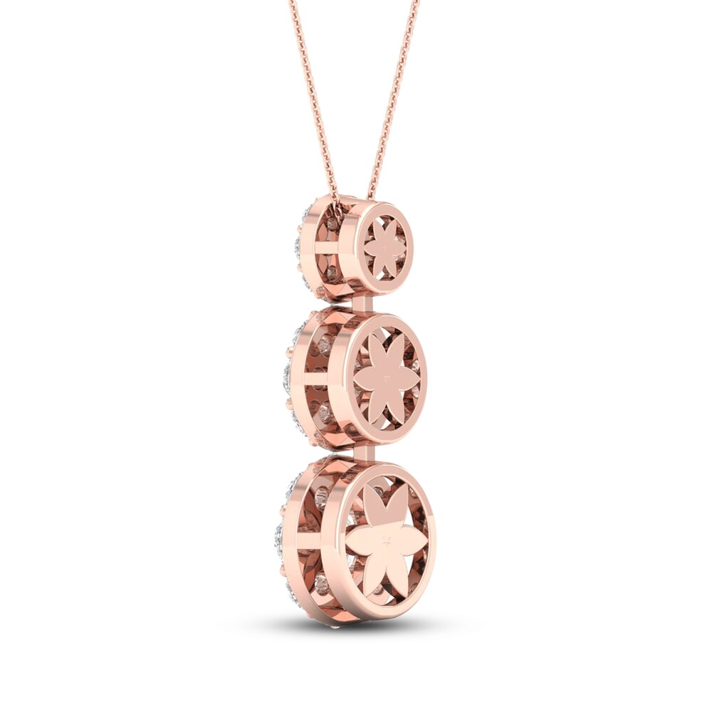 Diamond Pendant Necklace 1 ct tw Round 14K Rose Gold vfRrIwsr