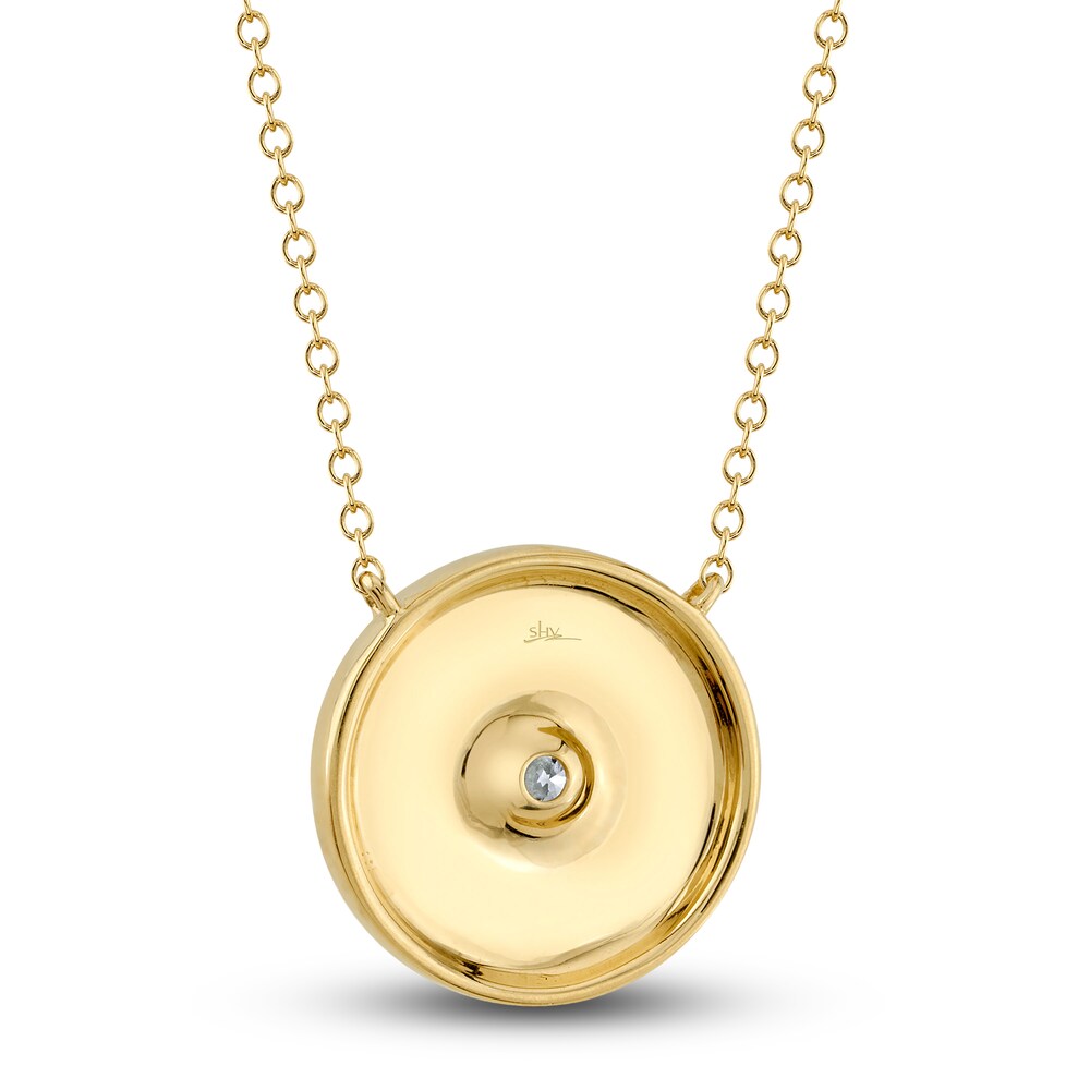 Shy Creation Diamond Circle Necklace 1/5 ct tw Round 14K Yellow Gold 18\" SC55024284 wbrGJNG0