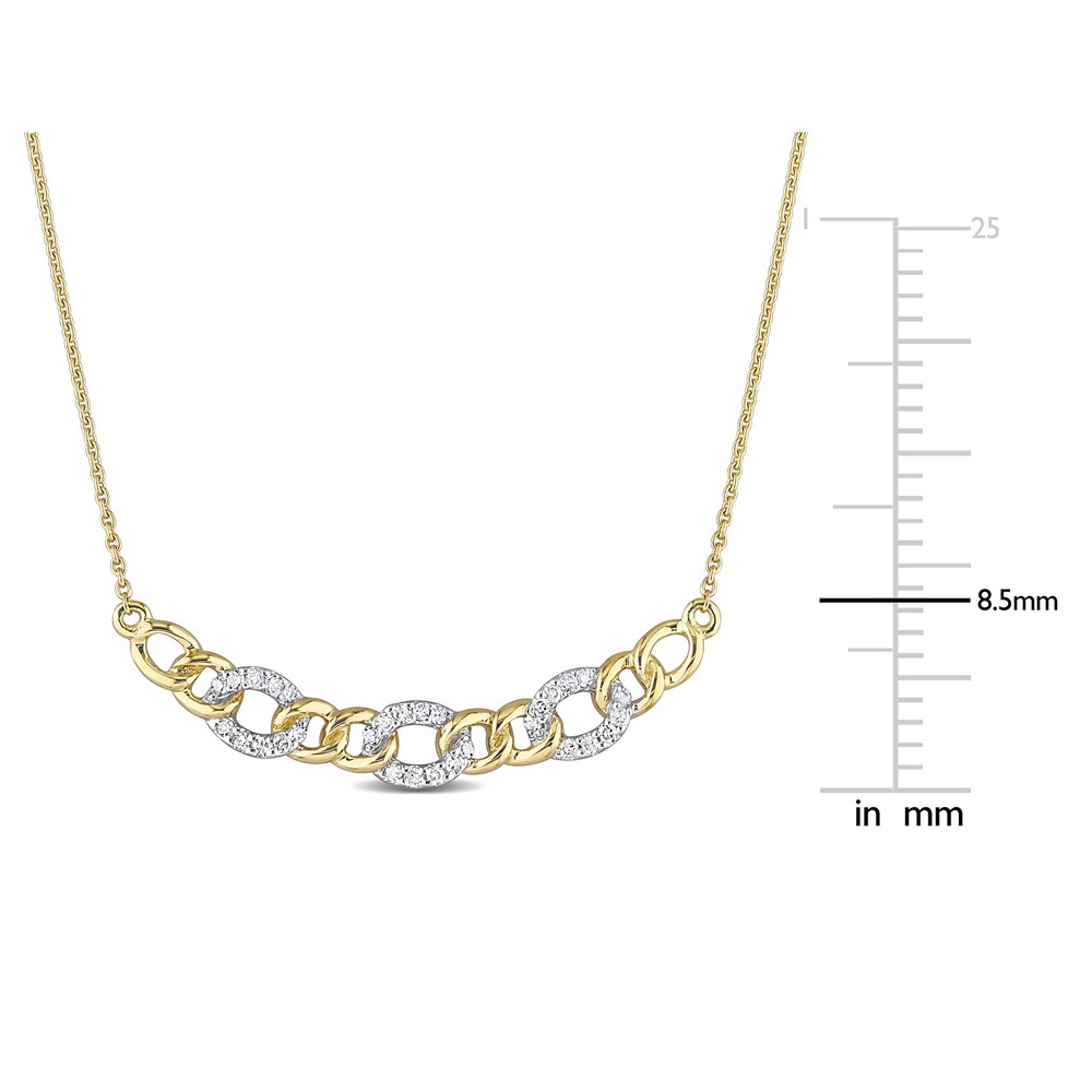 Diamond Oval Link Necklace 1/10 ct tw Round 10K Yellow Gold 17\" wrUNfORi