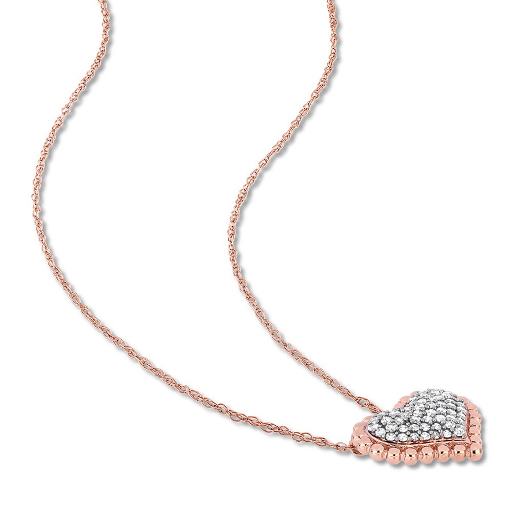 Diamond Heart Necklace 1/4 carat tw Round 10K Rose Gold wtsmNw0x