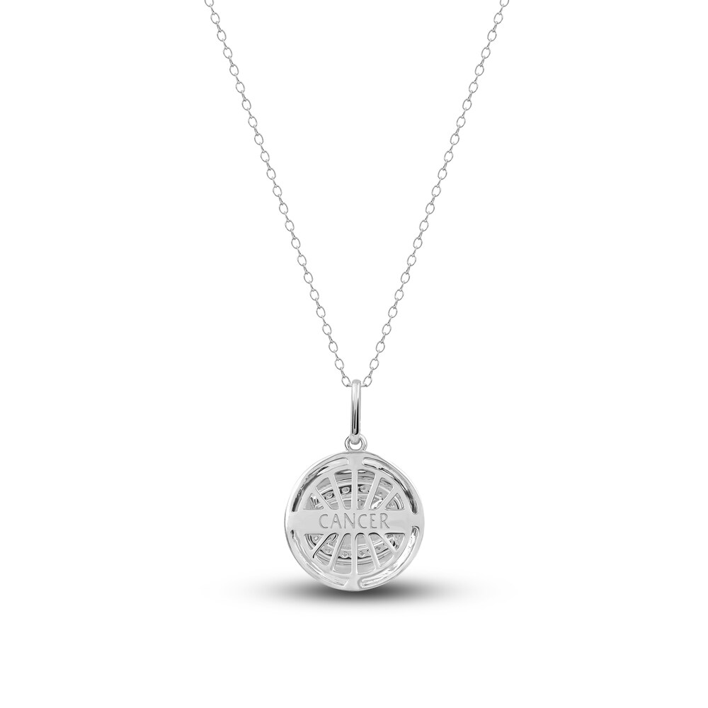 Diamond Cancer Zodiac Pendant Necklace 1/10 ct tw Round 14K White Gold wviHom8o