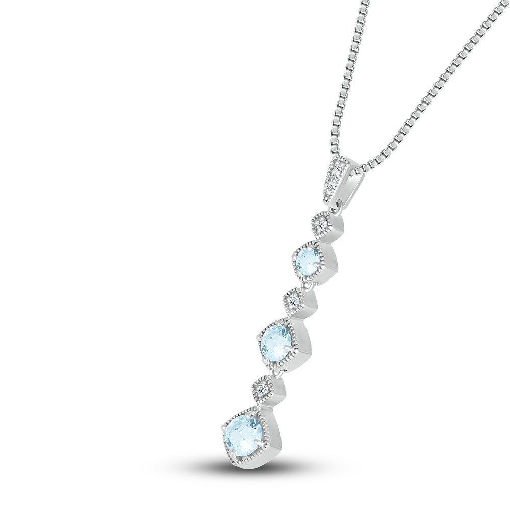 Natural Aquamarine Necklace 1/20 ct tw Diamonds Sterling Silver x9TmVjiH