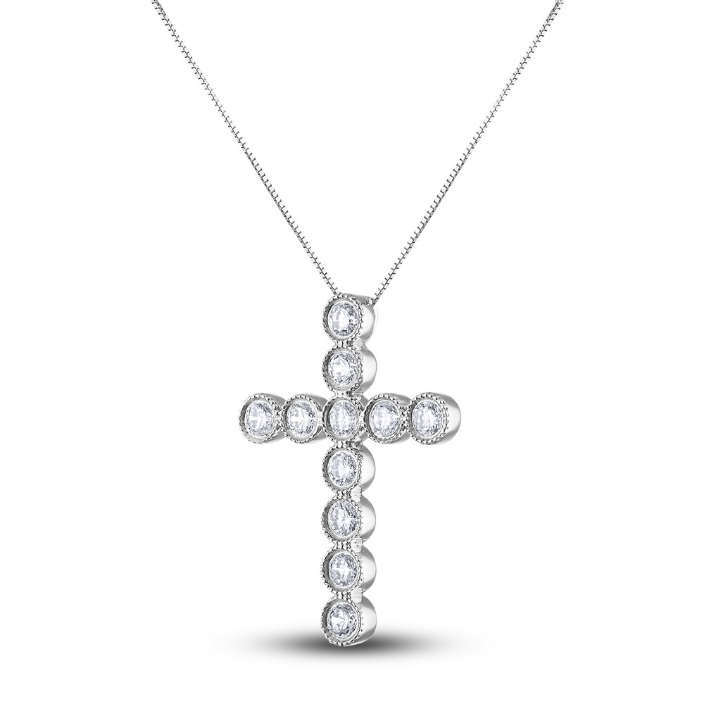 Diamond Pendant Necklace 1-1/3 ct tw Round 14K White Gold 18\" xLHHMKfM