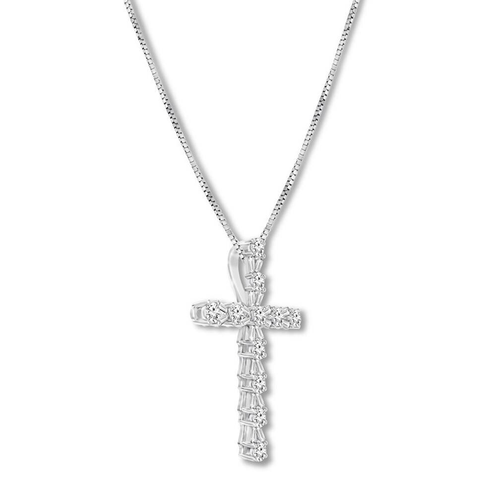 Diamond Cross Necklace 1-1/5 carat tw 14K White Gold xSfH5Khq