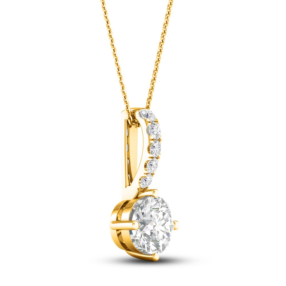 Lab-Created Diamond Drop Pendant Necklace 1 ct tw Round 14K Yellow Gold xYMBoH41