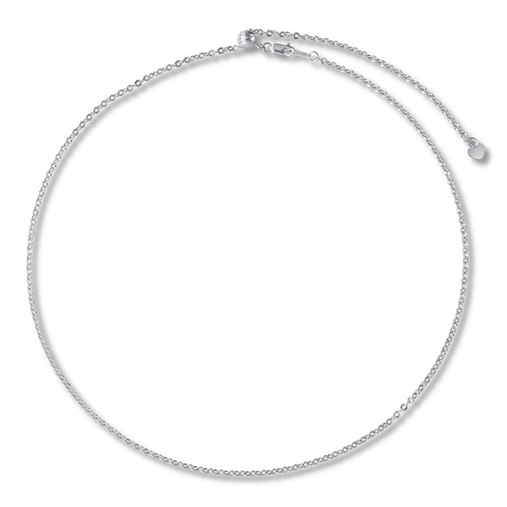 Mirror Cable Necklace 14K White Gold Adjustable 20\" xvq3pBTA