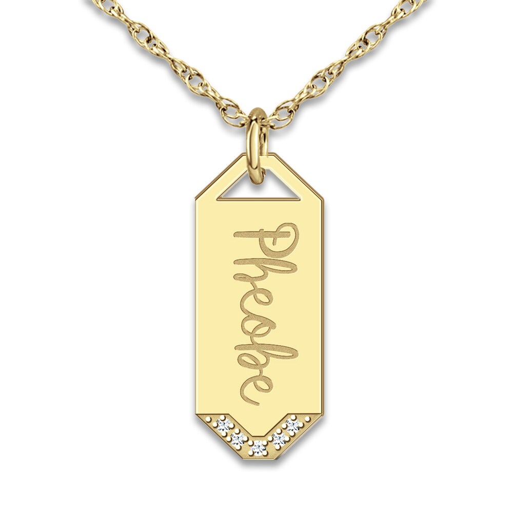 Initial Pendant Necklace Diamond Accents 10K Yellow Gold 18\" y5w1mG2T [y5w1mG2T]
