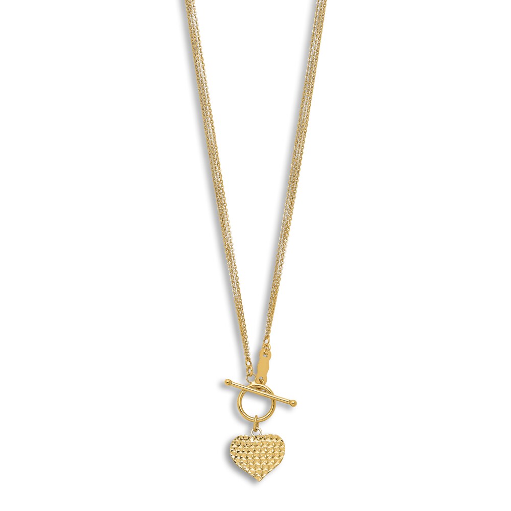 Triple Strand Heart Necklace 14K Yellow Gold 18\" y9ecngKJ