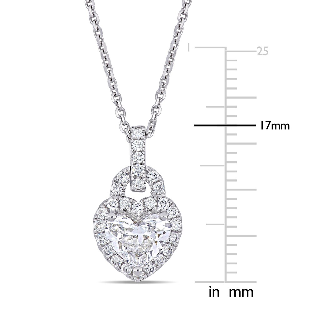 Diamond Heart Pendant Necklace 1-1/4 ct tw Round 14K White Gold 16\" yP9Nt20E