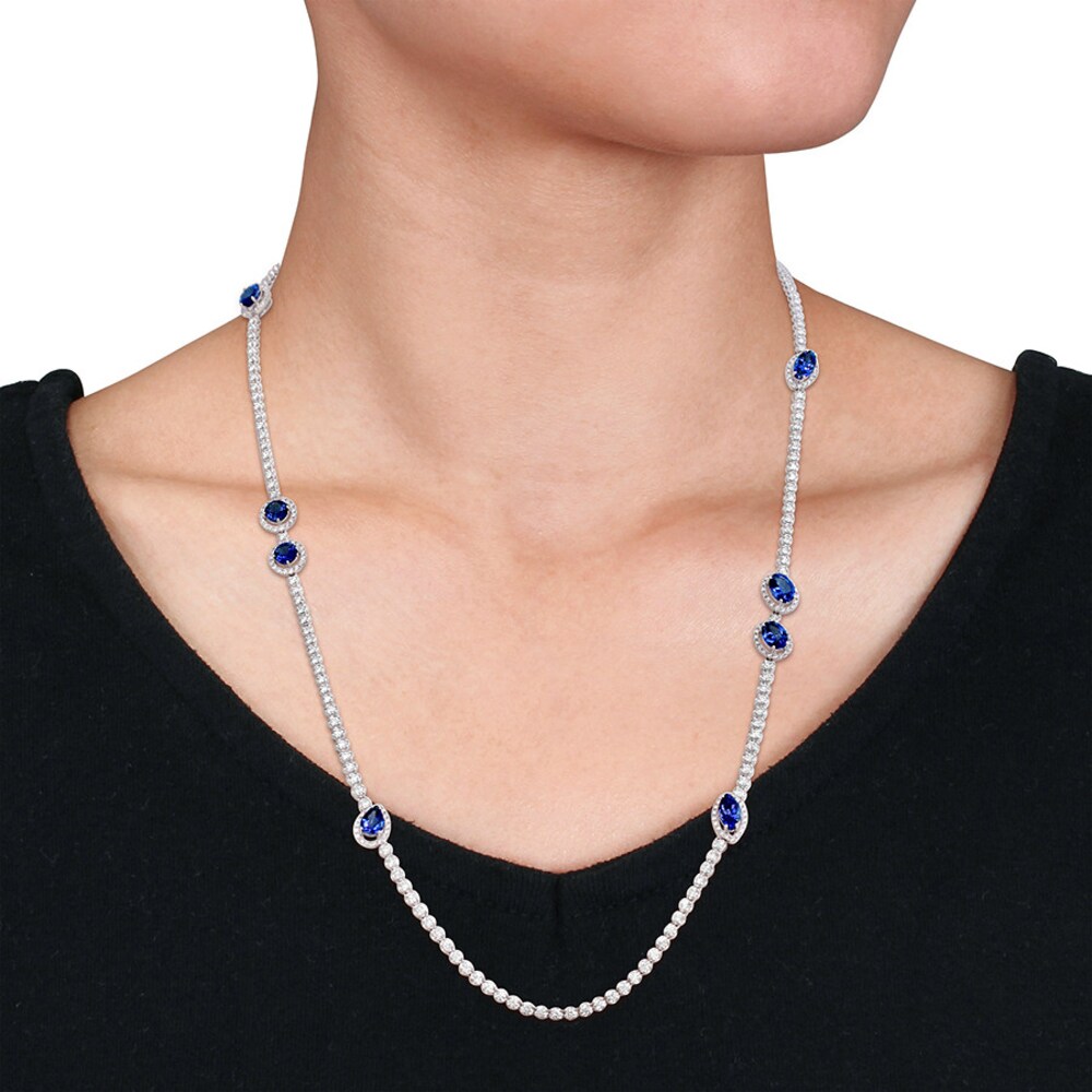 Tanzanite Necklace 8-1/10 ct tw Diamonds 18K White Gold yYcAUSAi