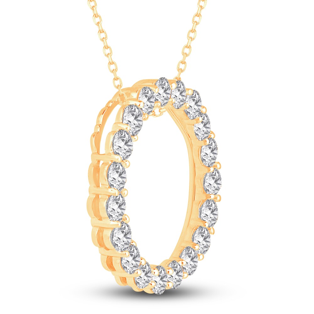 Diamond Circle Pendant Necklace 2 ct tw Round 14K Yellow Gold 18\" yZqmnCfc