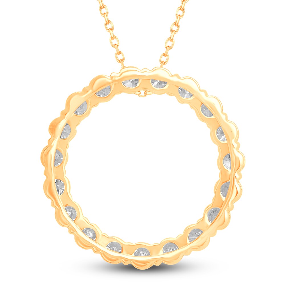 Diamond Circle Pendant Necklace 2 ct tw Round 14K Yellow Gold 18\" yZqmnCfc