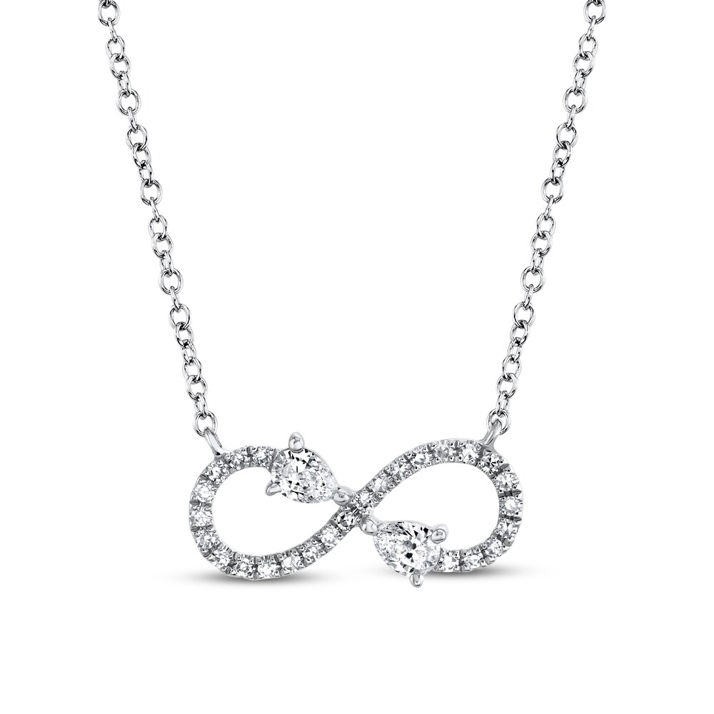 Shy Creation Infinity Necklace 1/5 ct tw Pear-shaped/Round Diamonds 14K White Gold SC55019575 ybn8bgT9 [ybn8bgT9]