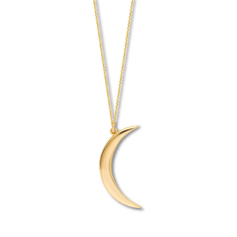Crescent Moon Necklace 14K Yellow Gold 16-18\" Adjustable yj9KHPgS