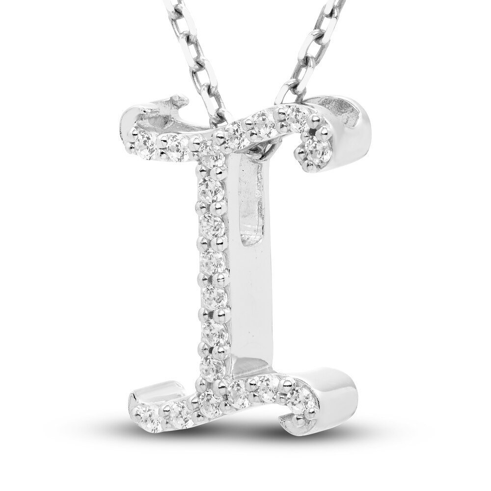 Diamond Letter I Pendant Necklace 1/10 ct tw Round 10K White Gold ynRj1PhR