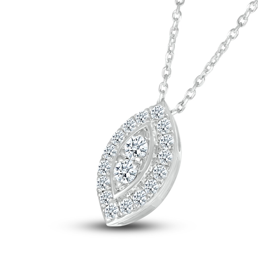 Diamond Pendant Necklace 3/8 ct tw Round 10K White Gold 18\" z7BGTarZ