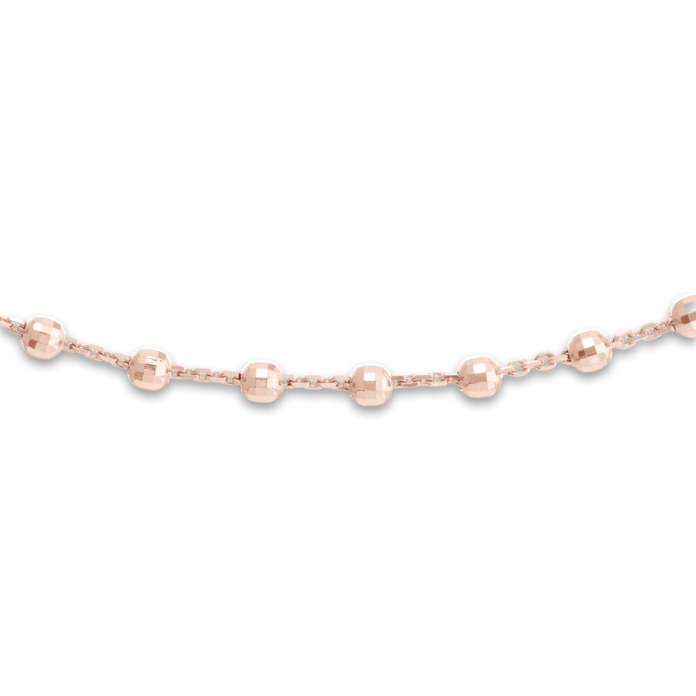 Diamond-Cut Bead Chain Choker Necklace 14K Rose Gold 13\" Adj. zEKpVXkK