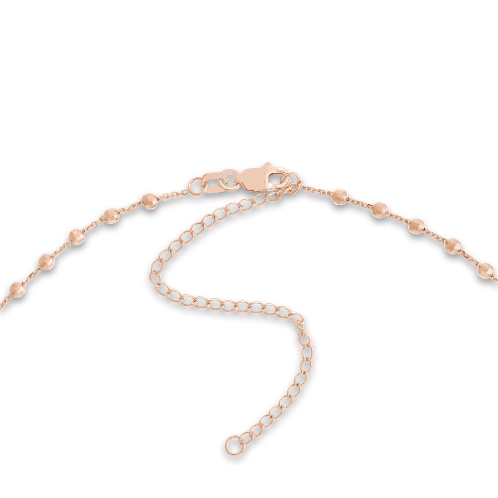 Diamond-Cut Bead Chain Choker Necklace 14K Rose Gold 13\" Adj. zEKpVXkK