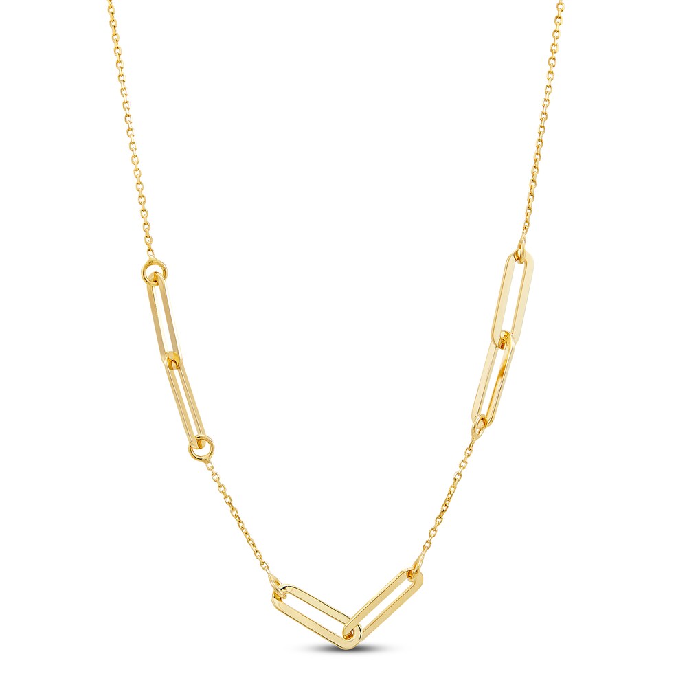 Italia D\'Oro Oval Link Necklace 14K Yellow Gold 18\" zGhIQr6E