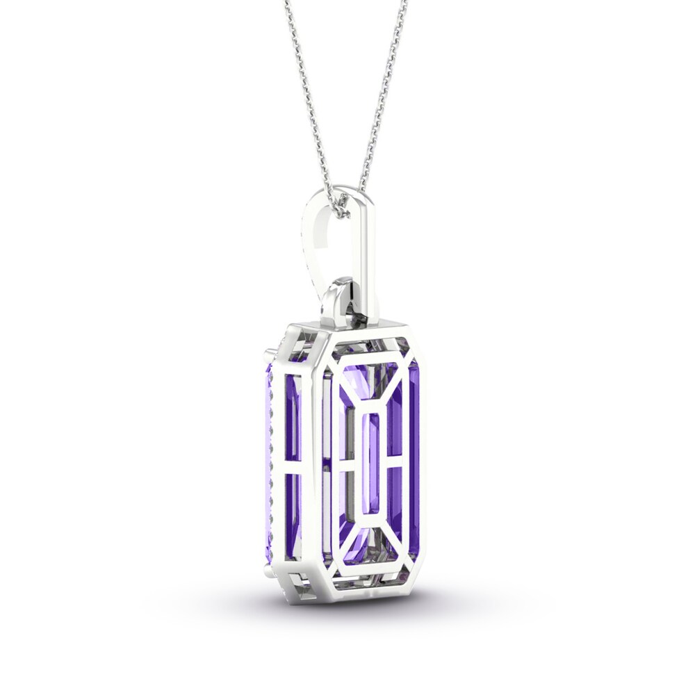 Natural Amethyst Necklace 1/6 ct tw Diamonds 10K White Gold zScy8Kxl