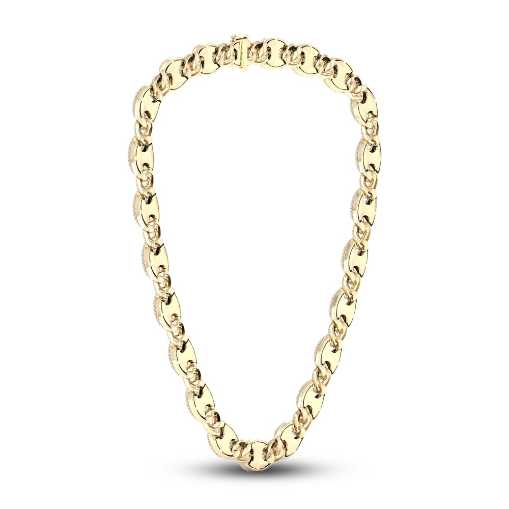 Men\'s Lab-Created Diamond Chain Necklace 33 ct tw Round 14K Yellow Gold zVZgyJuw