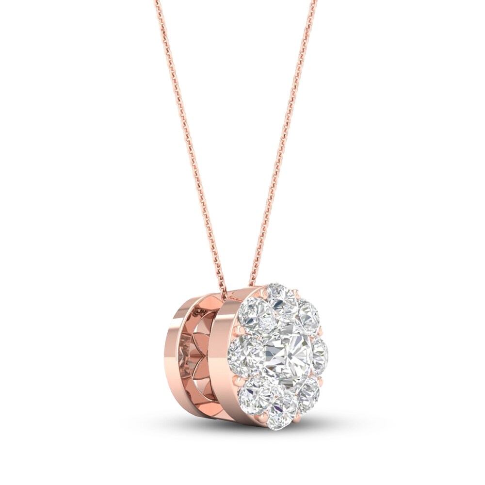 Diamond Pendant Necklace 1/6 ct tw Round 10K Rose Gold zf48CLWU