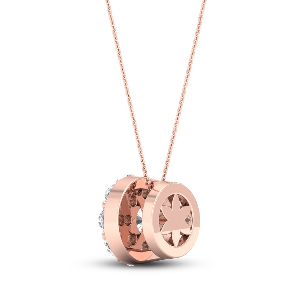 Diamond Pendant Necklace 1/6 ct tw Round 10K Rose Gold zf48CLWU