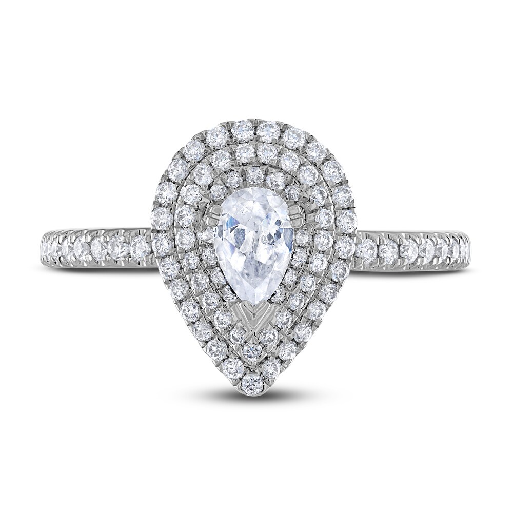 Diamond Engagement Ring 3/4 ct tw Round/Pear-shaped 14K White Gold 02UIDUcH