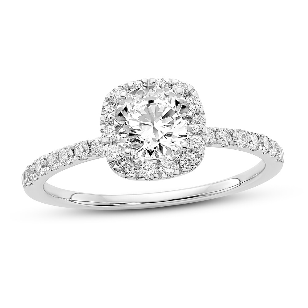 Diamond Engagement Ring 7/8 ct tw Cushion/Round 14K White Gold 02ZdOIzP [02ZdOIzP]