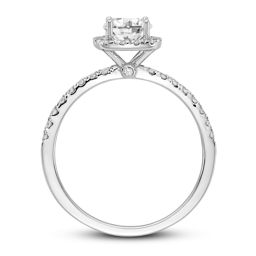 Diamond Engagement Ring 7/8 ct tw Cushion/Round 14K White Gold 02ZdOIzP