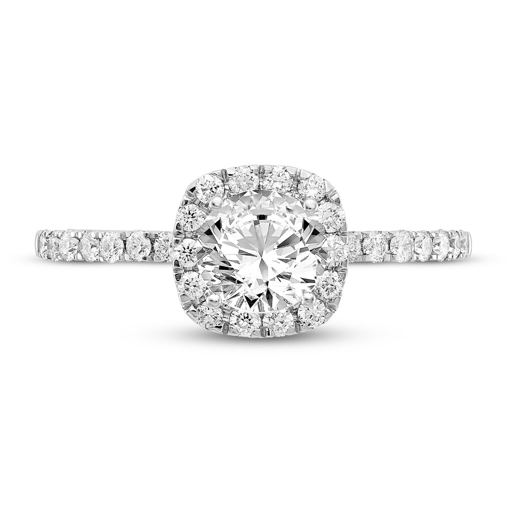 Diamond Engagement Ring 7/8 ct tw Cushion/Round 14K White Gold 02ZdOIzP