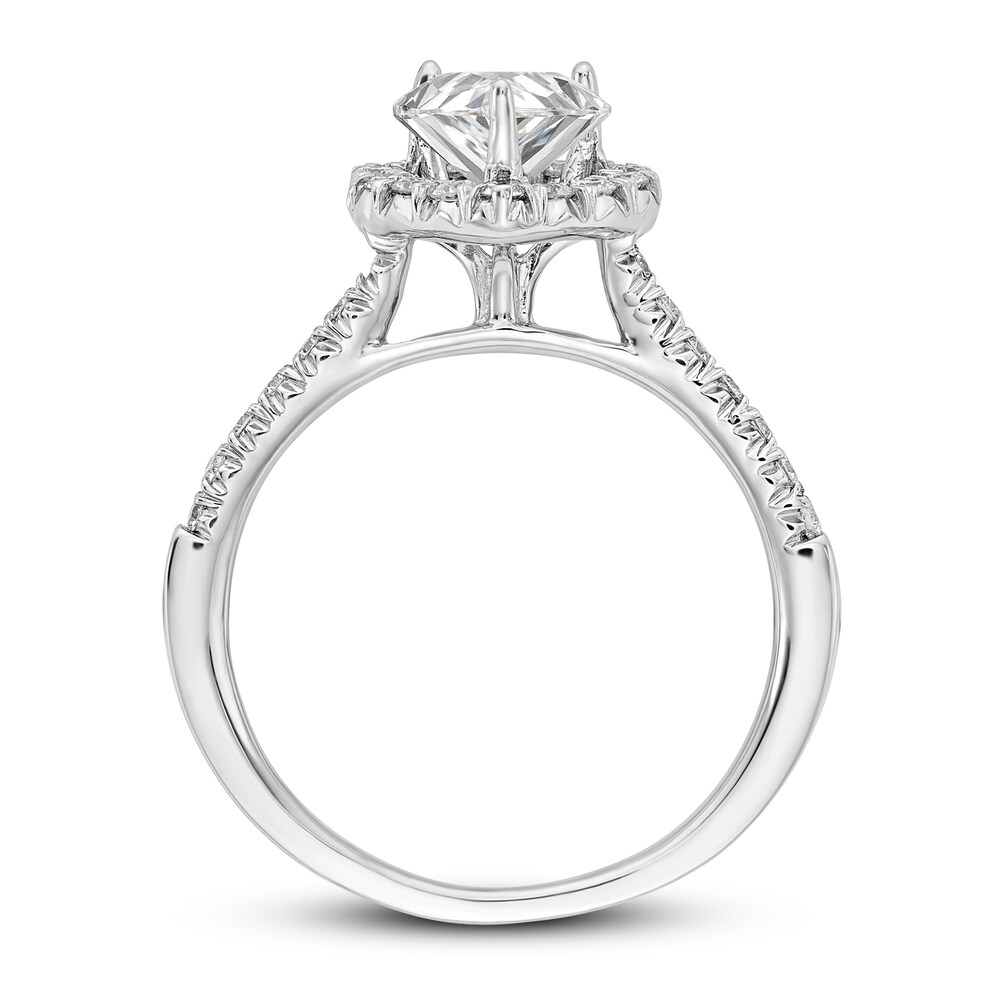 Diamond Halo Engagement Ring 1 ct tw Heart/Round 14K White Gold 08CIL06h