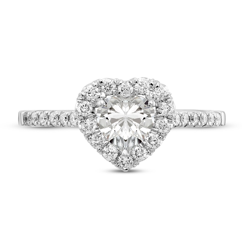 Diamond Halo Engagement Ring 1 ct tw Heart/Round 14K White Gold 08CIL06h