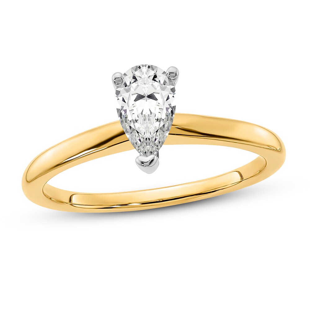 Diamond Solitaire Engagement Ring 3/4 ct tw Pear-shaped 14K Two-Tone Gold (I1/I) 08aUXLlQ [08aUXLlQ]