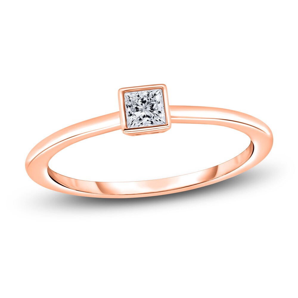 Diamond Solitaire Engagement Ring 1/4 ct tw Bezel-Set Princess 14K Rose Gold (I2/I) 0RlEENb7