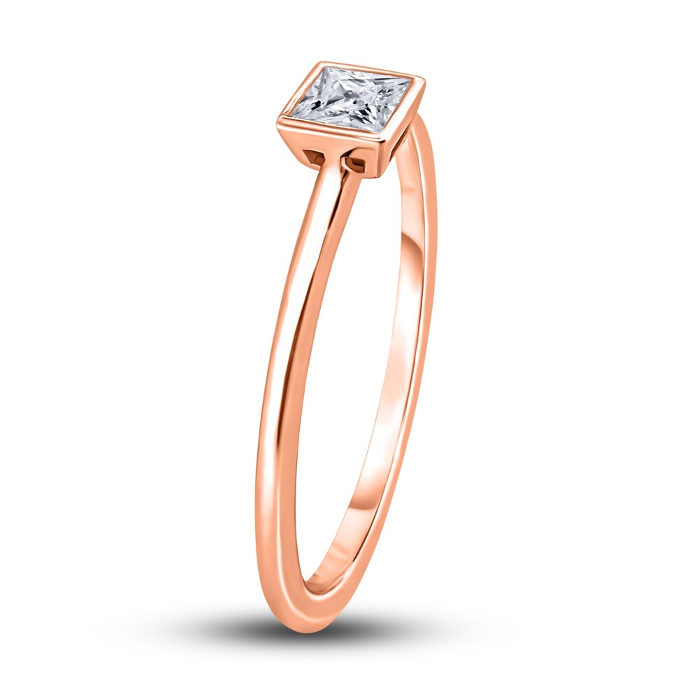 Diamond Solitaire Engagement Ring 1/4 ct tw Bezel-Set Princess 14K Rose Gold (I2/I) 0RlEENb7