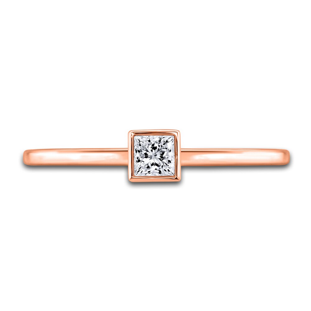 Diamond Solitaire Engagement Ring 1/4 ct tw Bezel-Set Princess 14K Rose Gold (I2/I) 0RlEENb7