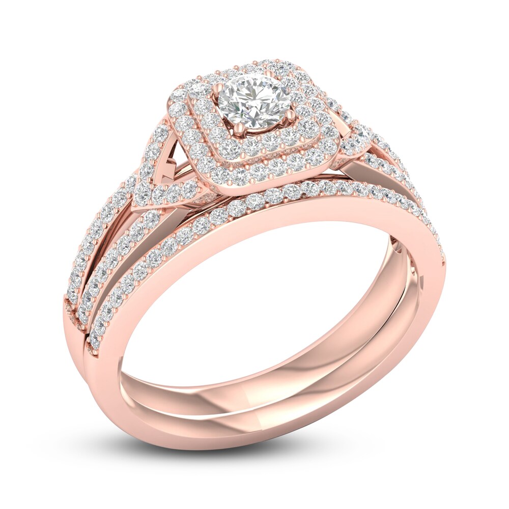 Diamond Bridal Set 5/8 ct tw Round 14K Rose Gold 0fBYFjK3